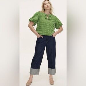 Kate Spade X Target Women's High Rise Straight Leg Wide Cuff Jeans Blue Size 8